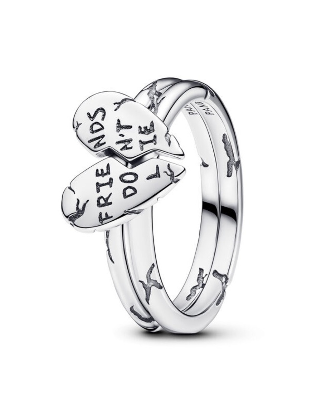 Brand New Pandora Silver Split Heart 'Friends Don't Lie' Ring - Silver